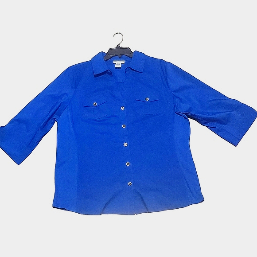 Rebecca Malone V neck 3/4 sleeve Button Down sz 1X - Picture 2 of 4